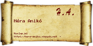 Héra Anikó névjegykártya